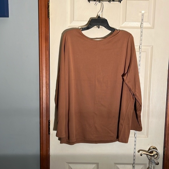 Talbots-3X-caramel brown-100% Pima cotton 3/4 sleeve boat neck Tee. - Picture 1 of 8